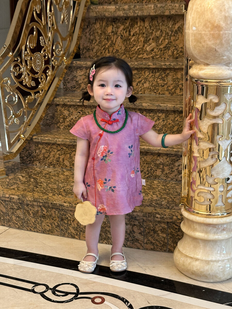 FADOBABY Girls' Qipao Dress 2026 New Summer Children's New Chinese Style Jacquard Retro Dress Baby Hanfu Skirt 26